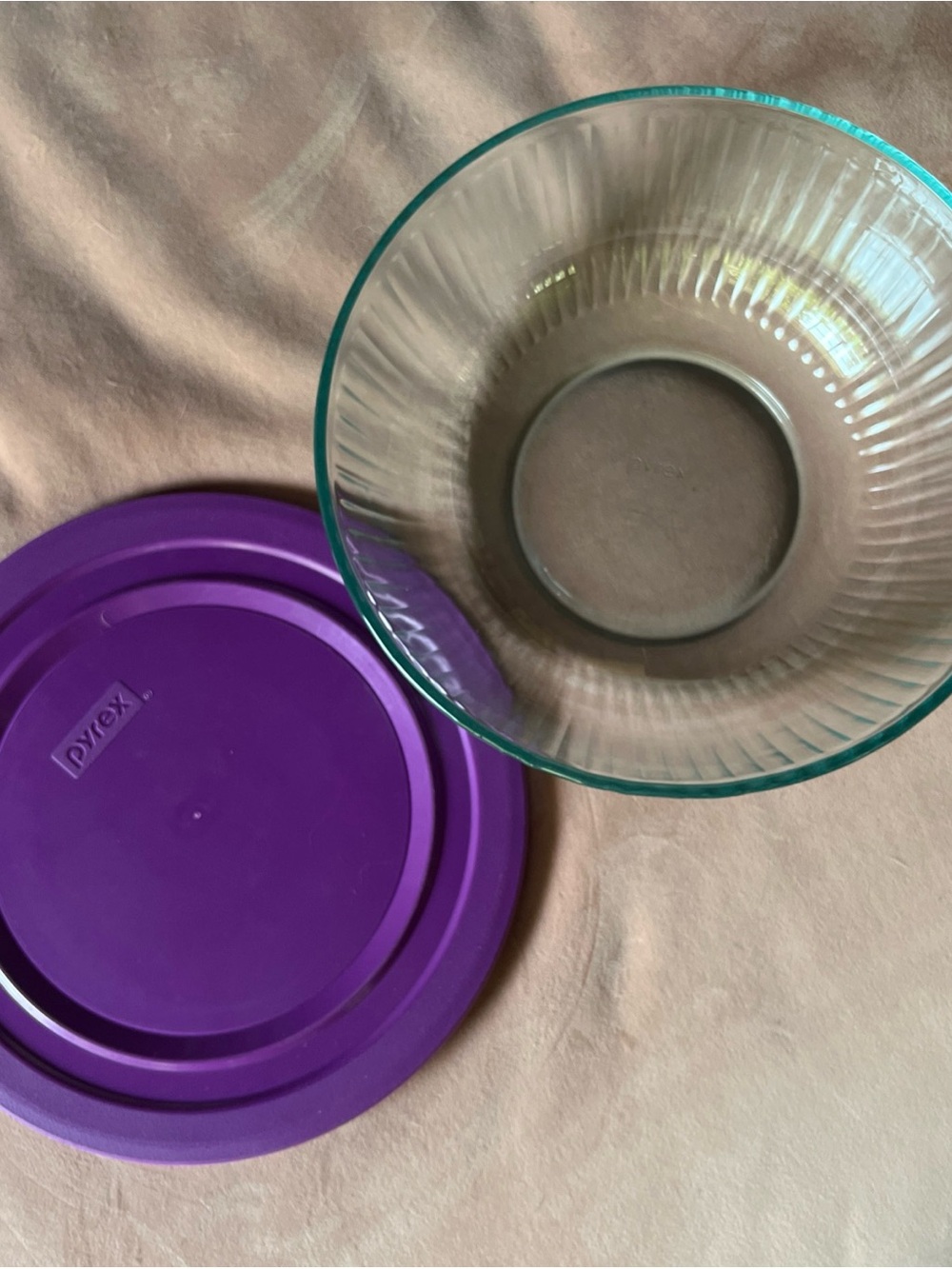 Pyrex Clear Glass Bowl with Purple Lid